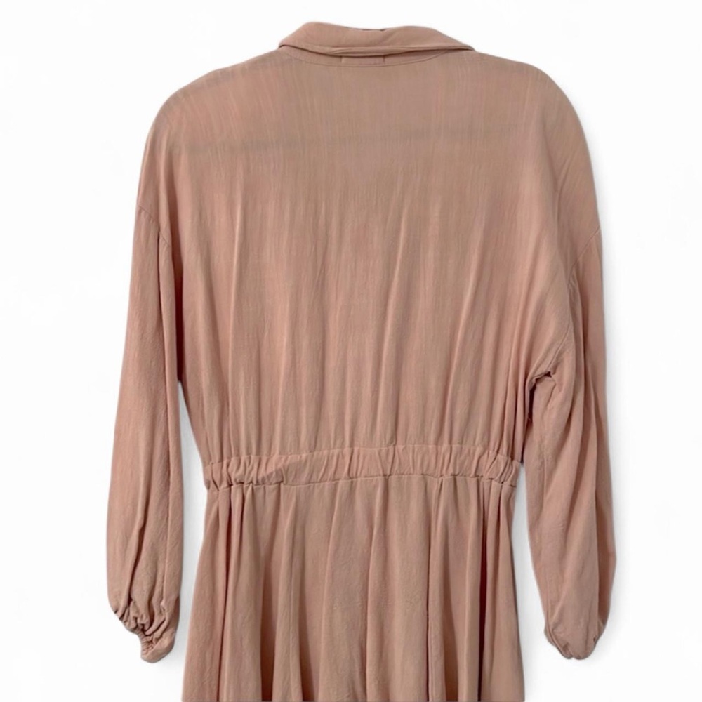 Vici Beige Tan Linen Drawstring Shirt Dress XS - Picture 5 of 12